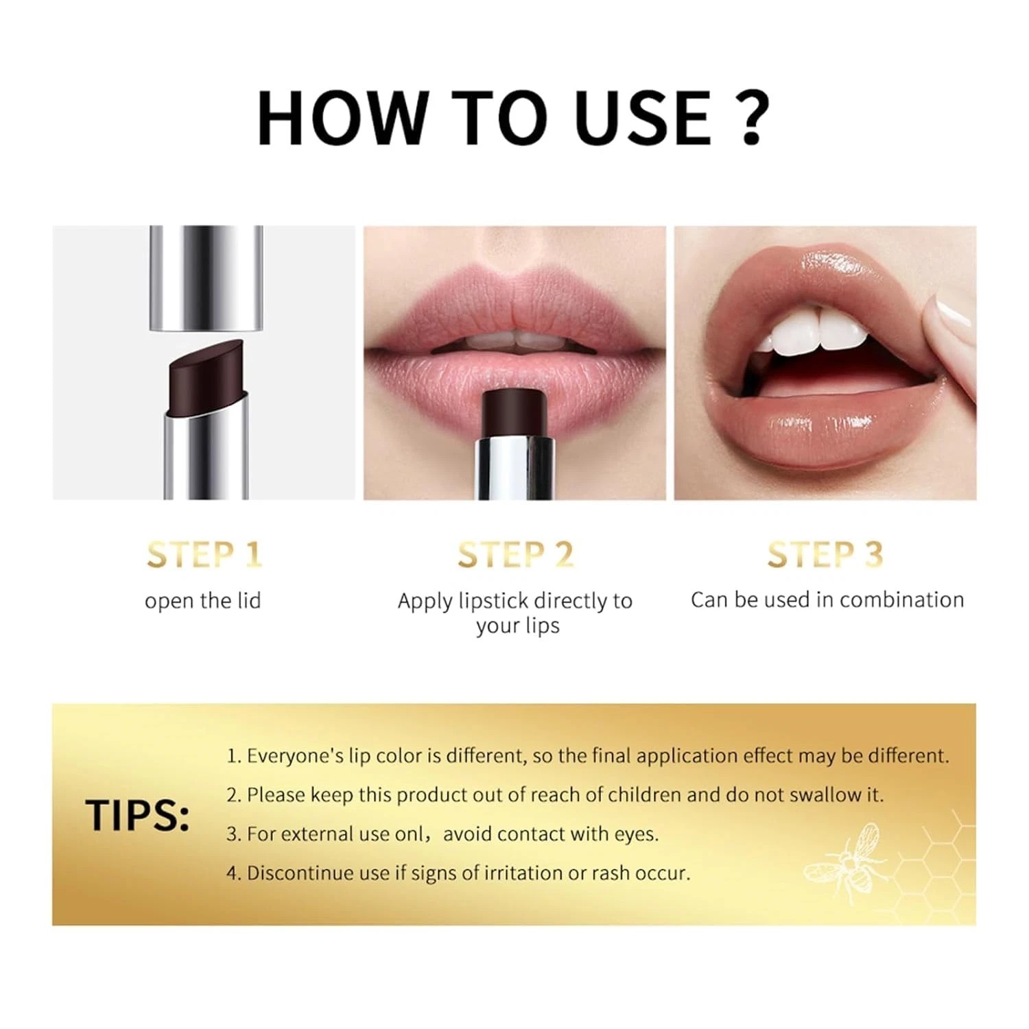 Honey Noir – Black Honey Lipstick for Women, Natural Glossy Pink Lips Balm, Nour
