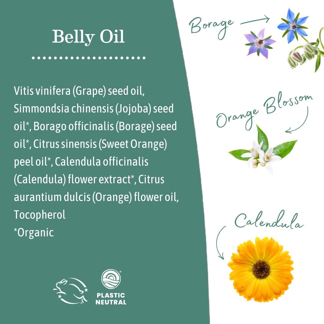 Earth Mama Belly Oil for Dry Skin | Calendula 4 Fl Oz (Pack of 1), Colorless