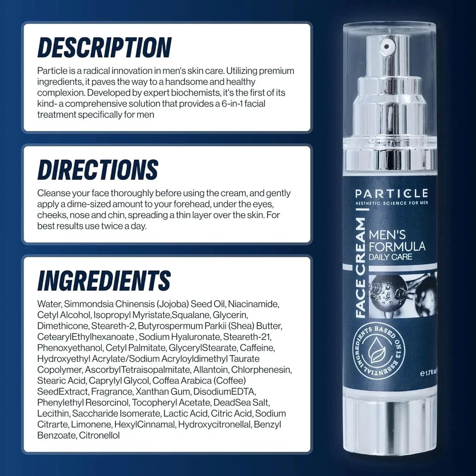 Particle FACE CREAM Men’s Formula 6 in 1 Anti-Aging Moisturizer 1.7oz