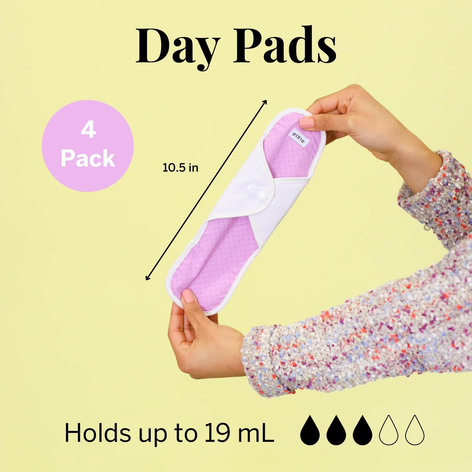 Pixie Cotton Cloth Pads for Feminine Care – 100% Organic Regular | 4-Pack