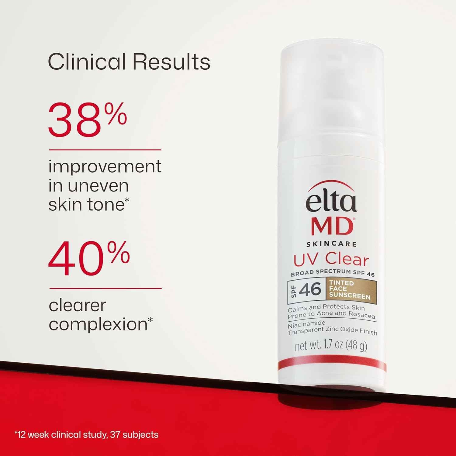2 Pack E(ta MD UV Clear TINTED Facial Sunscreen SPF 46 1.7 oz EXP 03/27 USA SHIP