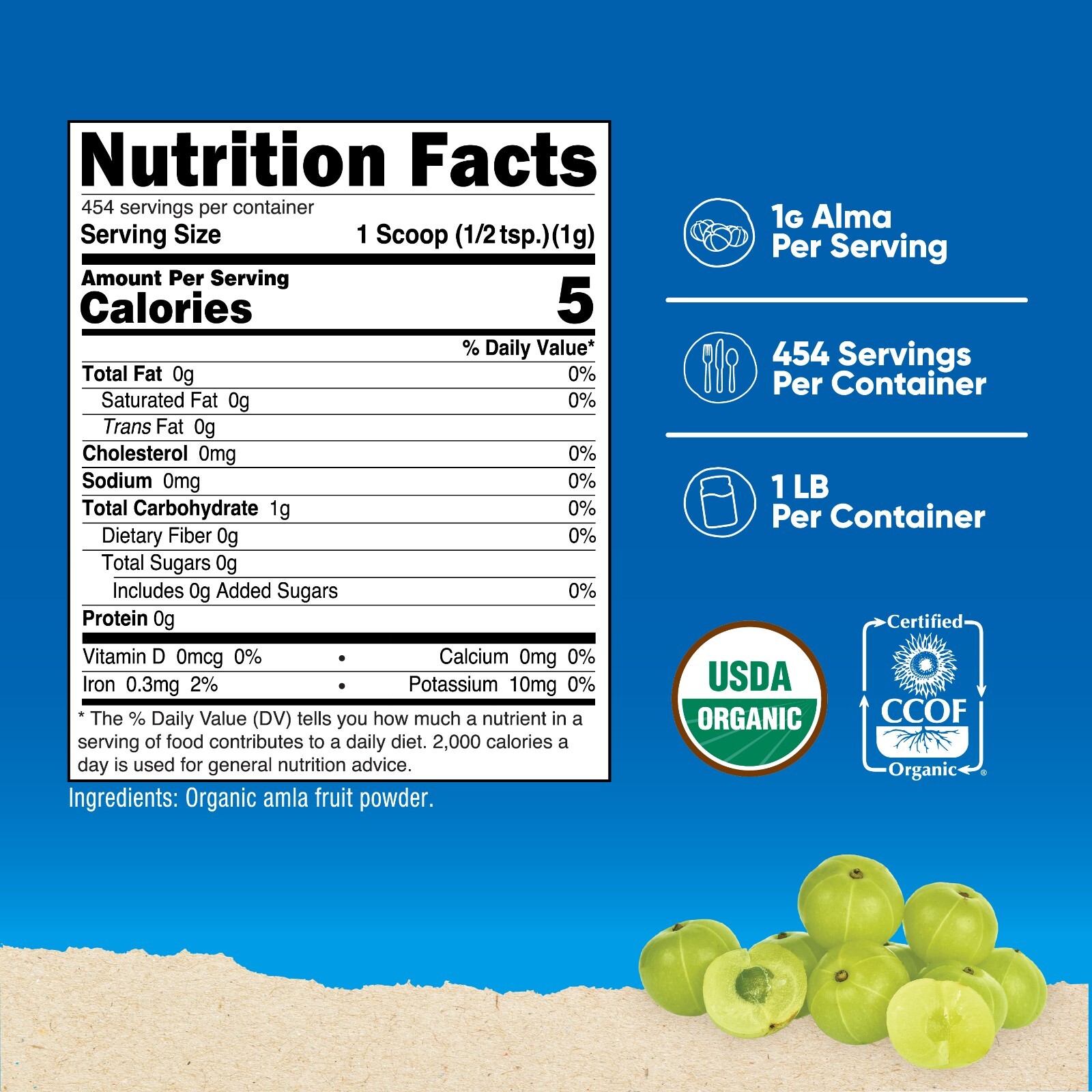 Nutricost Organic Amla Powder 1 Pound (Unflavored) 1 G per serving