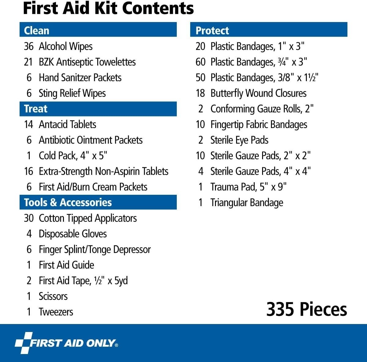 First Aid Only 335 Piece First Aid Kit, OSHA Compliant, All-Purpose 100-Person