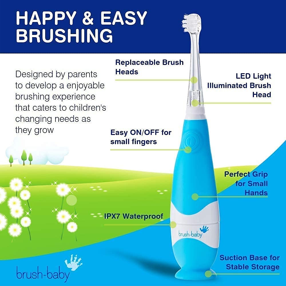 – BabySonic Blue Electric Toothbrush, 0-36 Months – Soft, Gentle Vibrating To…