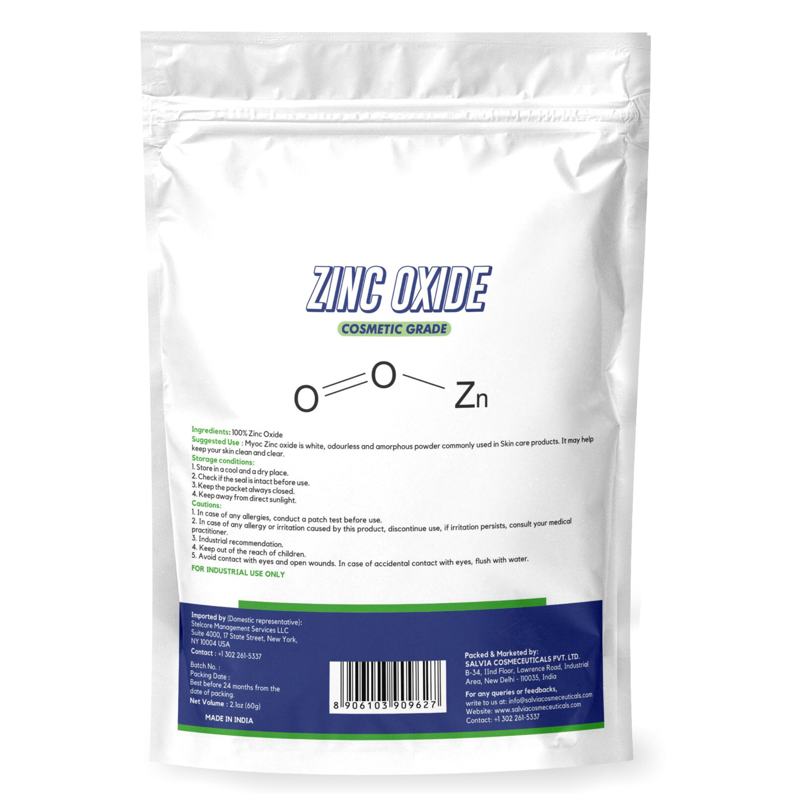 MYOC White Zinc Oxide Powder – Cosmetic Grade | 60g/2.1oz – 110g/3.8oz