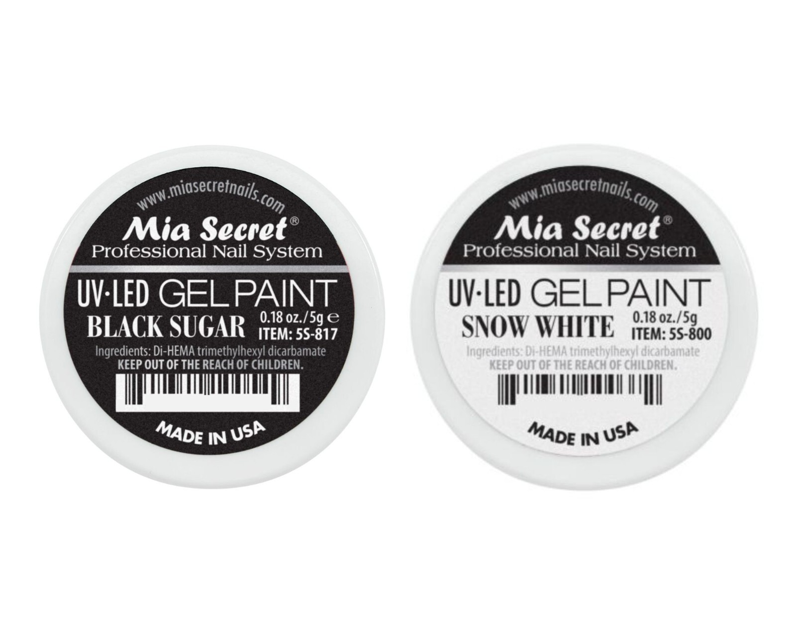 Mia Secret Professional Nail System UV LED Gel Paint (Black Sugar & Snow White )