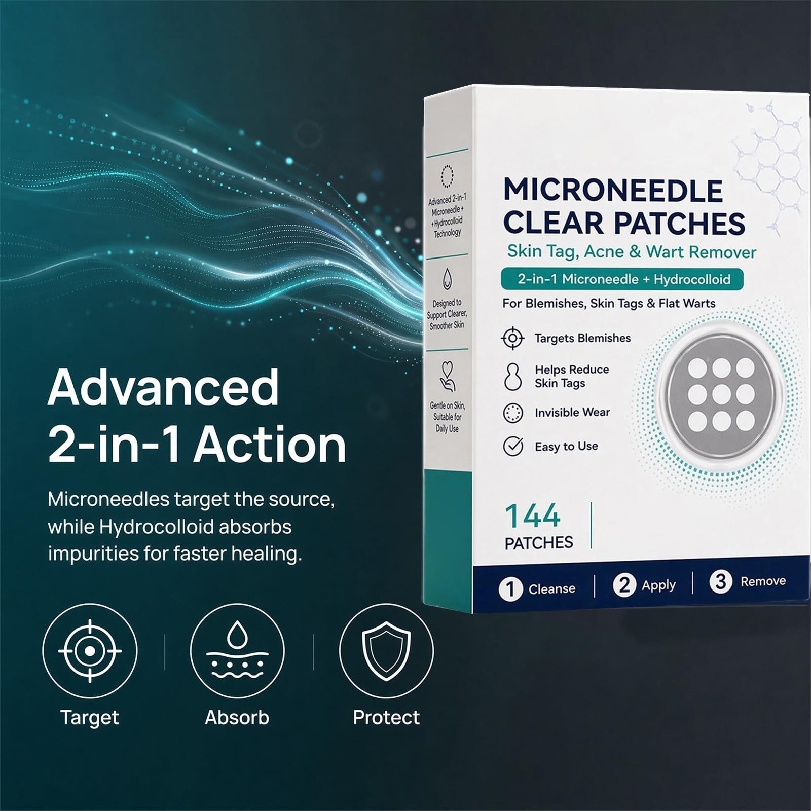 Curalona Microneedle Clear Patches, 2-in-1 Microneedle &Hydrocolloid Patch