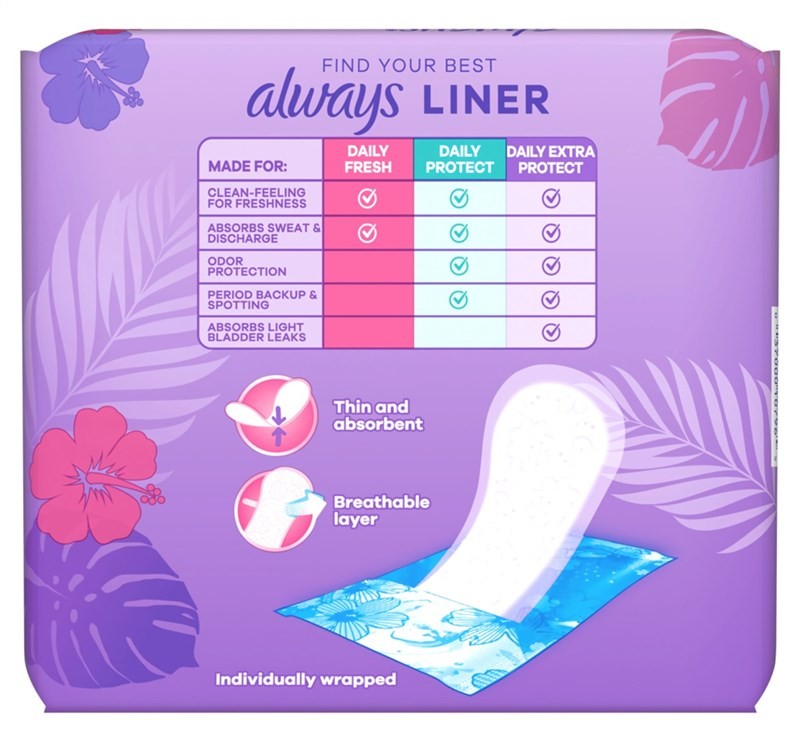Always Daily Fresh Thin Liners Regular 120 Count Unscented