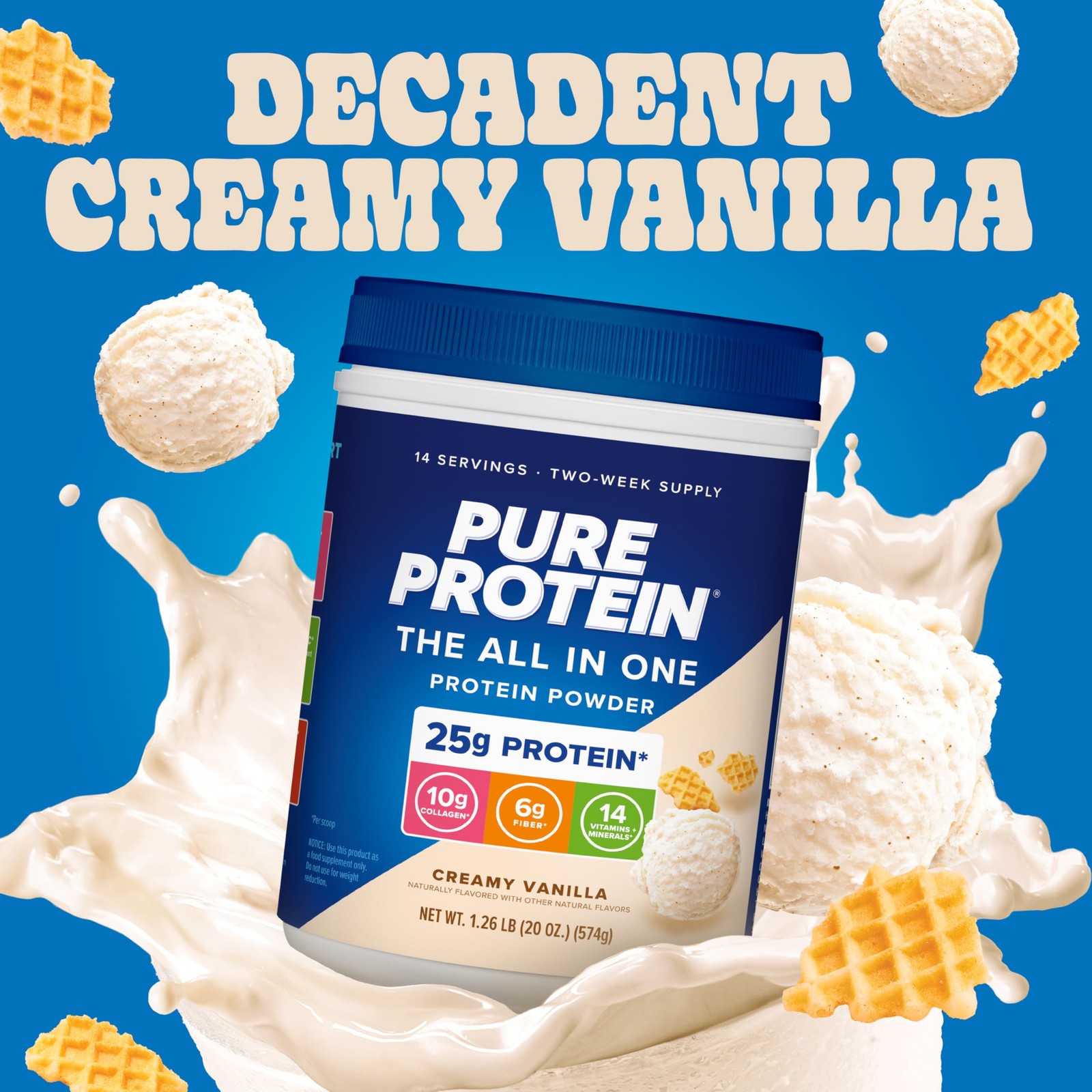 Pure Protein All-In-One – Fiber Vitamins No Added Sugar Non-Gmo