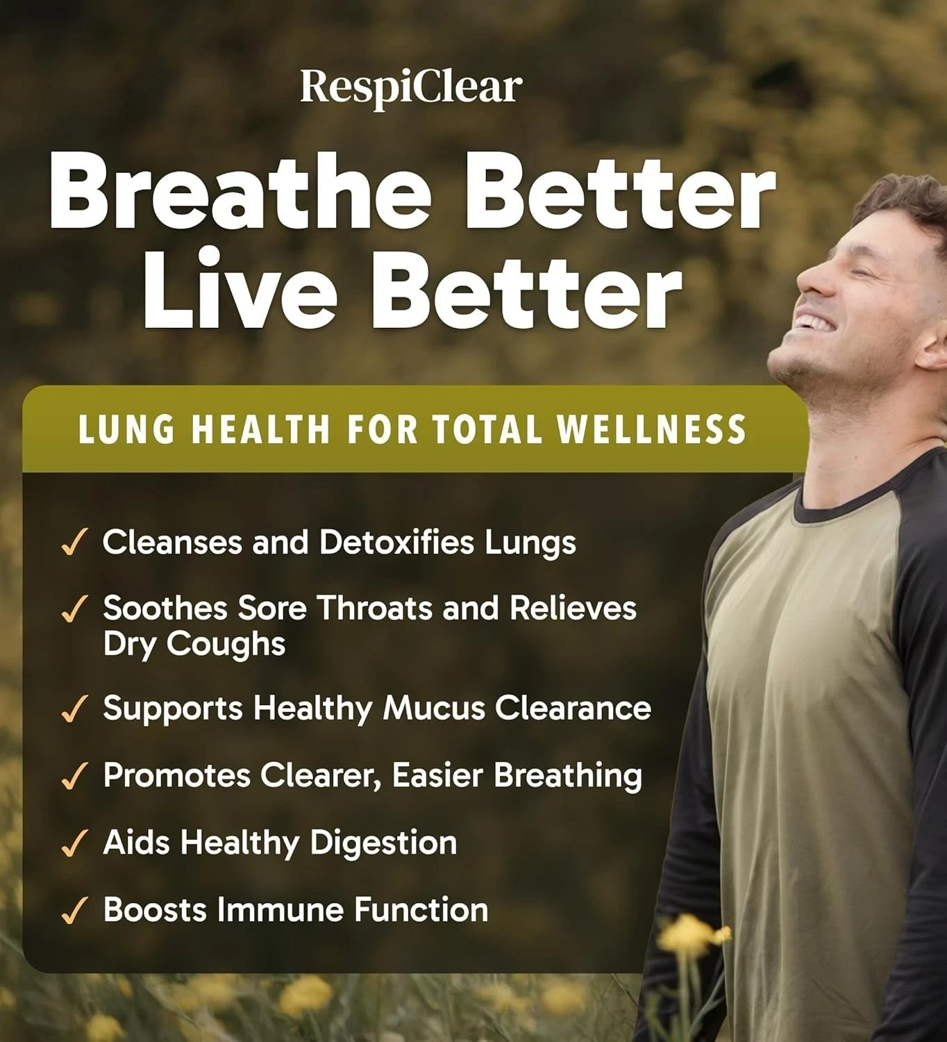 RESPICLEAR All-Natural Mullein Drops with Ginger & Lemon for Lung Cleanse and…