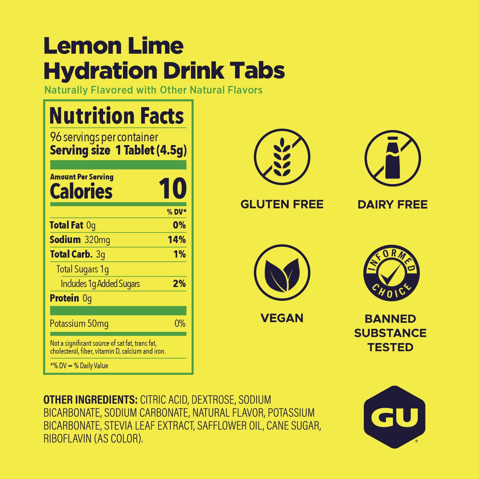 GU Energy Hydration Electrolyte Drink Tablets, Enhanced 48 count, Lemon Lime