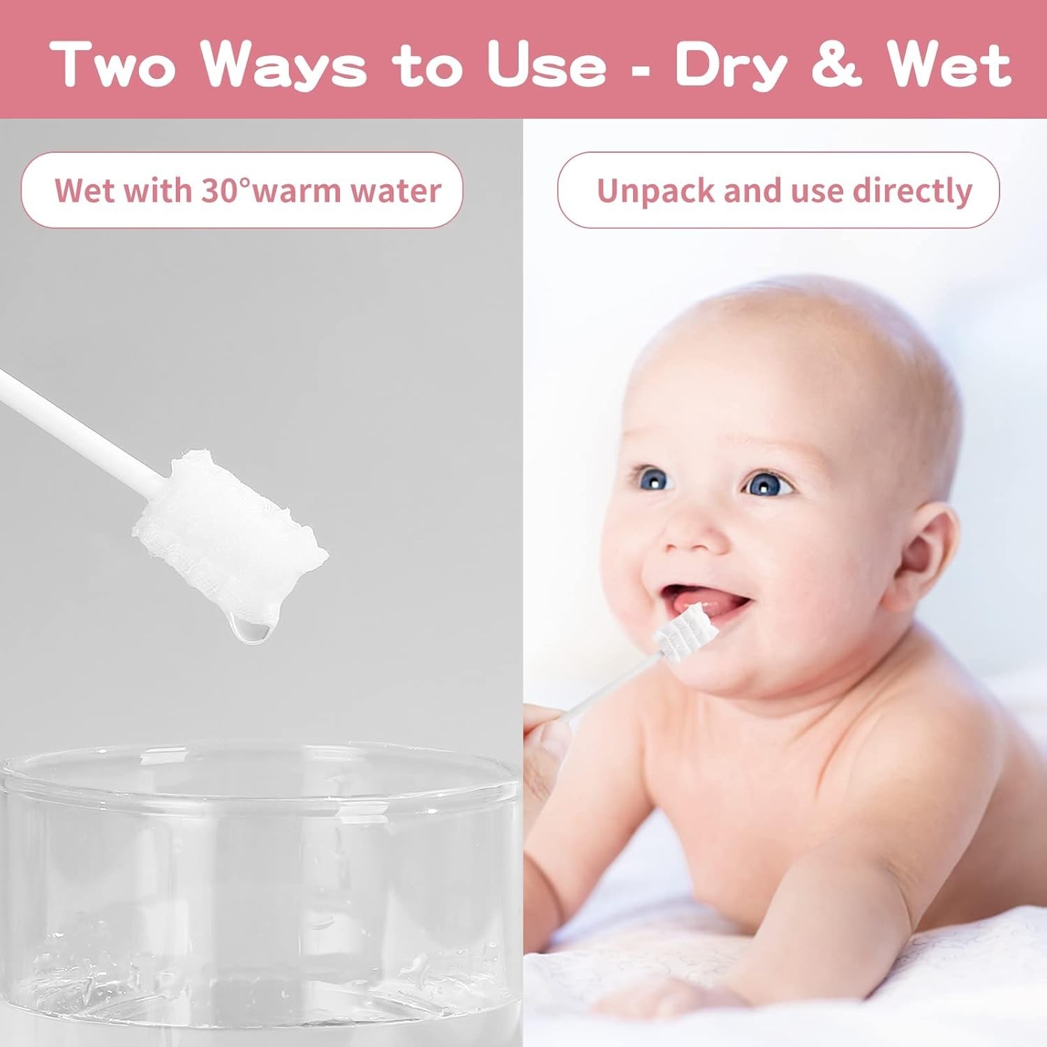 60 Pcs Disposable Baby Tongue Cleaner & Toothbrush for 0-36 Months