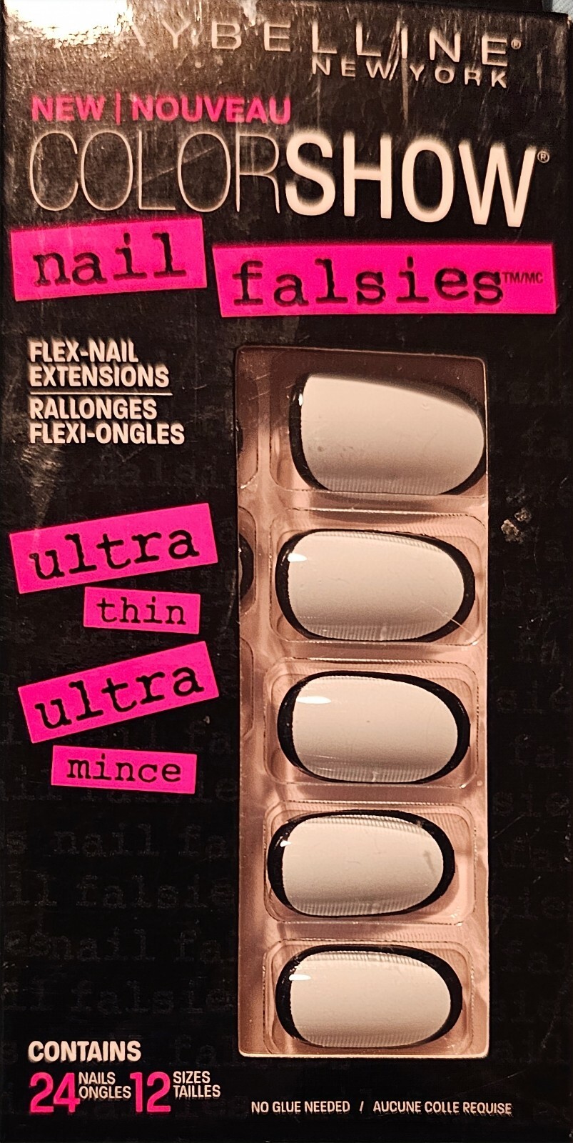 MAYBELLINE COLOR SHOW NAIL FALSIES FLEX NAIL EXTENSION 10 BRIGHT AS WHITE