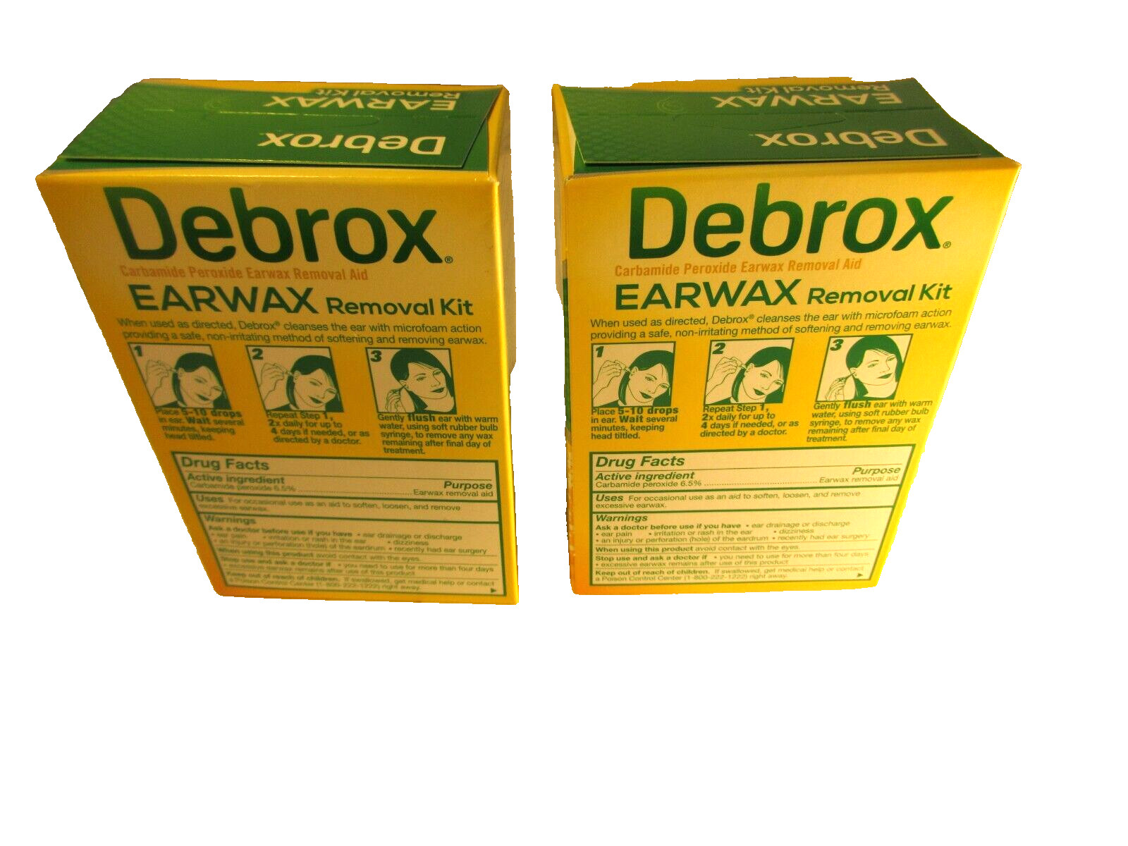 2 NEW BOXES Debrox Earwax Removal Kit, Includes Drops and Ear Syringe Bulb 12/25