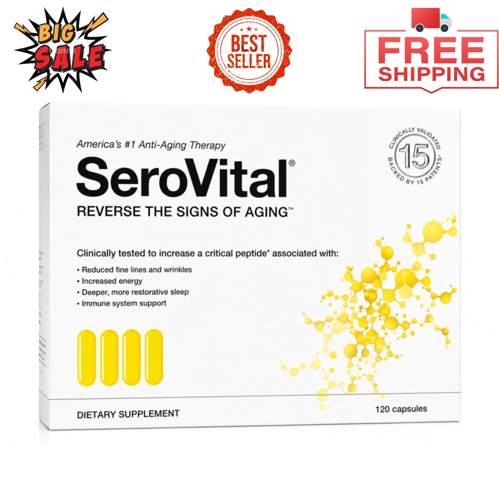 SeroVital Reverse The Signs of Aging Dietary Supplement – 120 Capsules