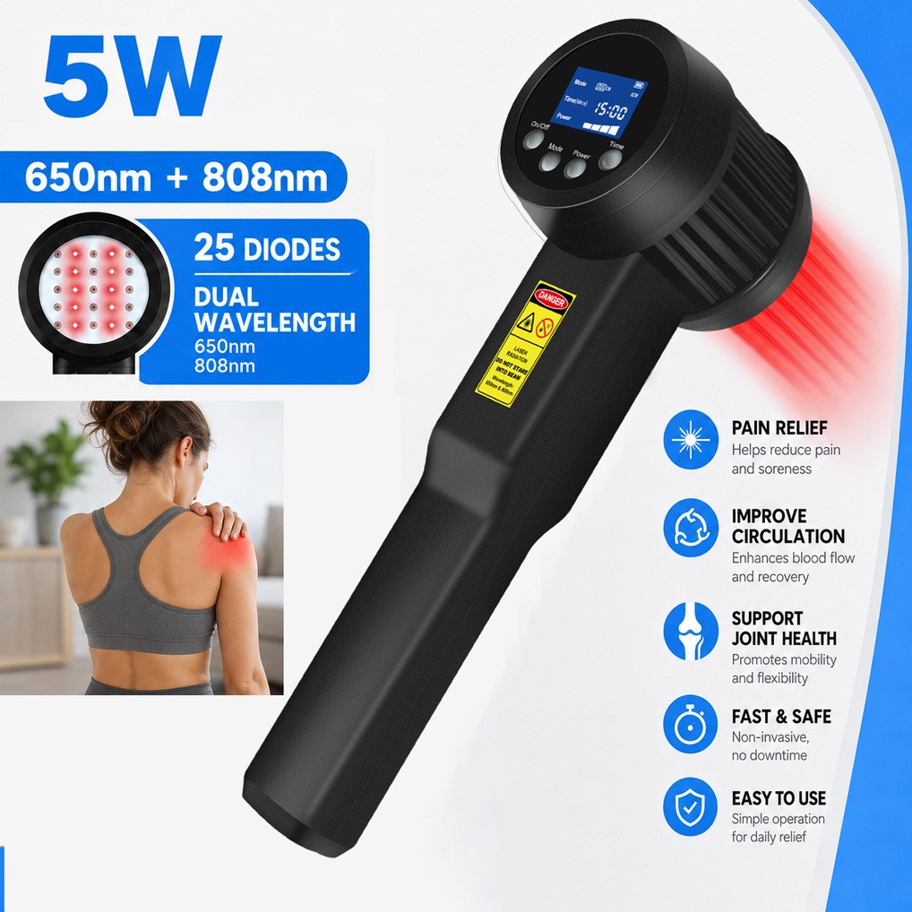 5W Cold Laser Therapy Device Low Level Laser Treatment for Pain Relief 650+808nm