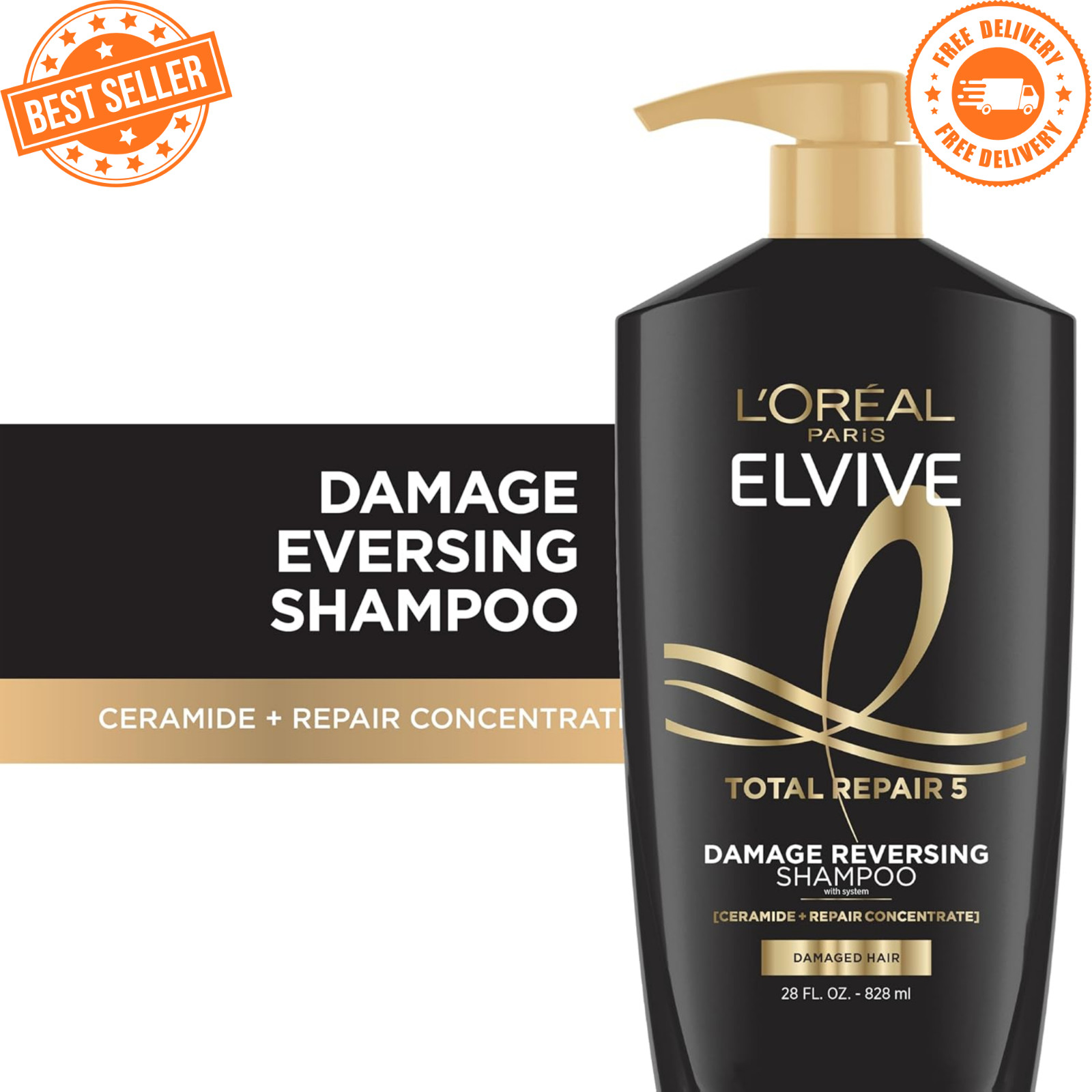 L’Oreal Elvive Total Repair 5 Shampoo Damaged Hair Protein Ceramide 28oz NEW