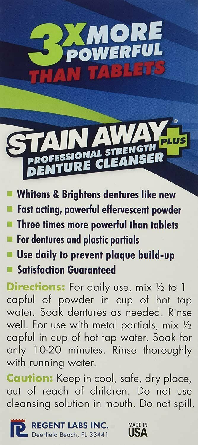Stain Away Plus Denture Cleanser Professional Strength Fast Relief 8.1oz 12 Pack