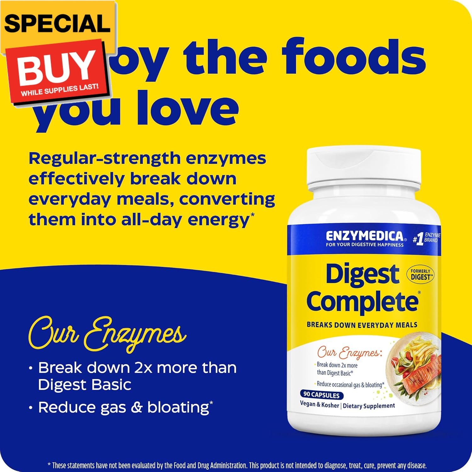 Digest, Full-Range, Everyday Digestive Enzymes, Offers Fast-Acting Gas & Bloatin