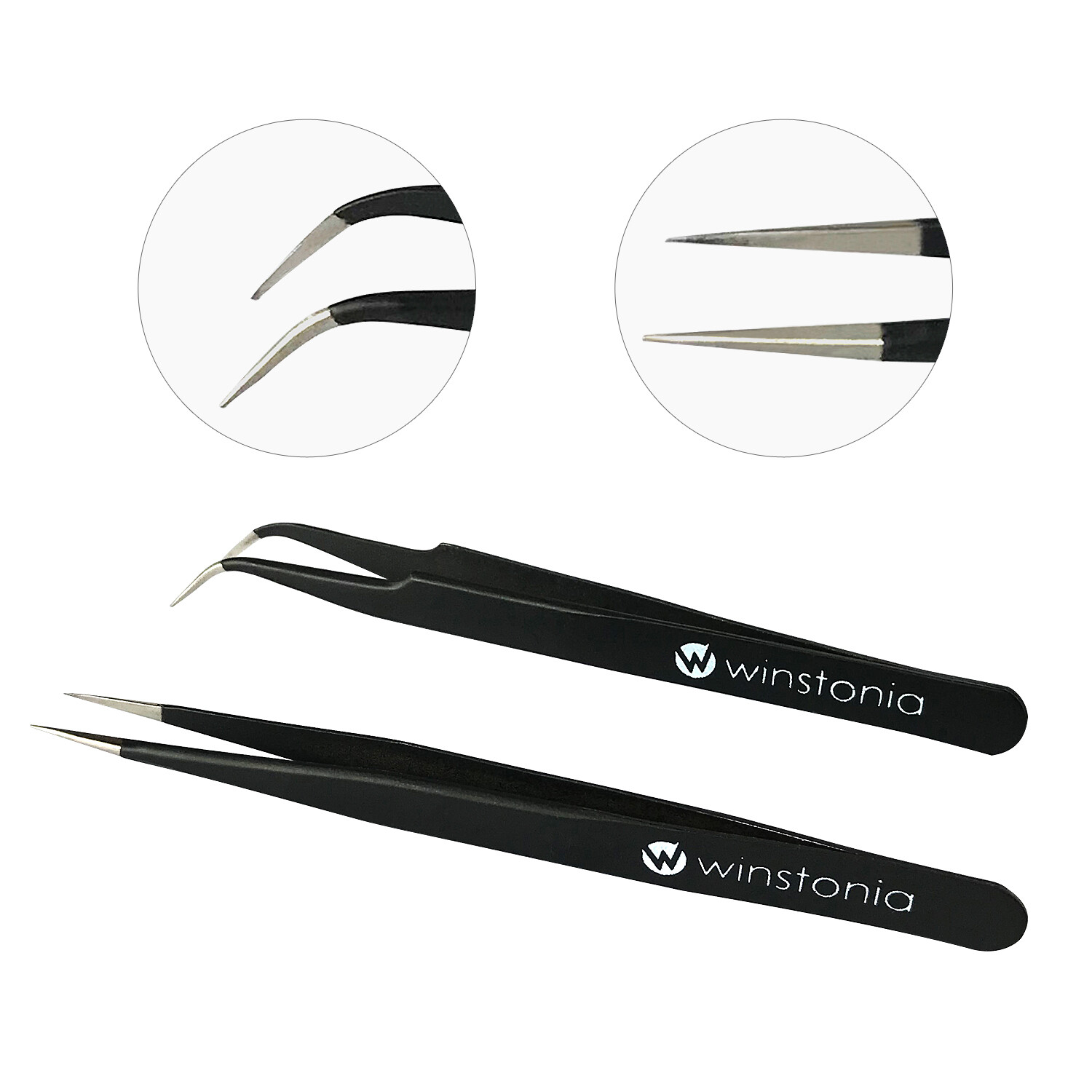 Winstonia Tweezers Set for Manicure Beauty Eyebrows Craft Blackhead Ingrown Hair