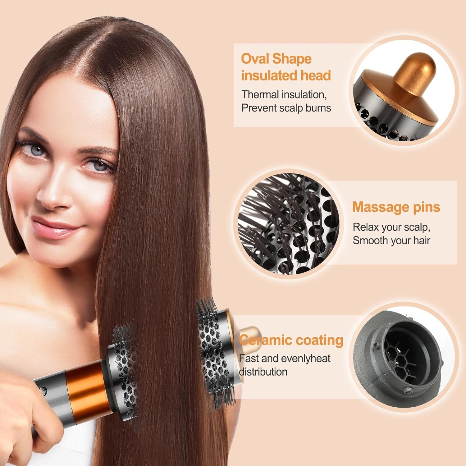 Genuine Dyson Airwrap Round Volumizing Brush Attachment, Nickel/Copper……….