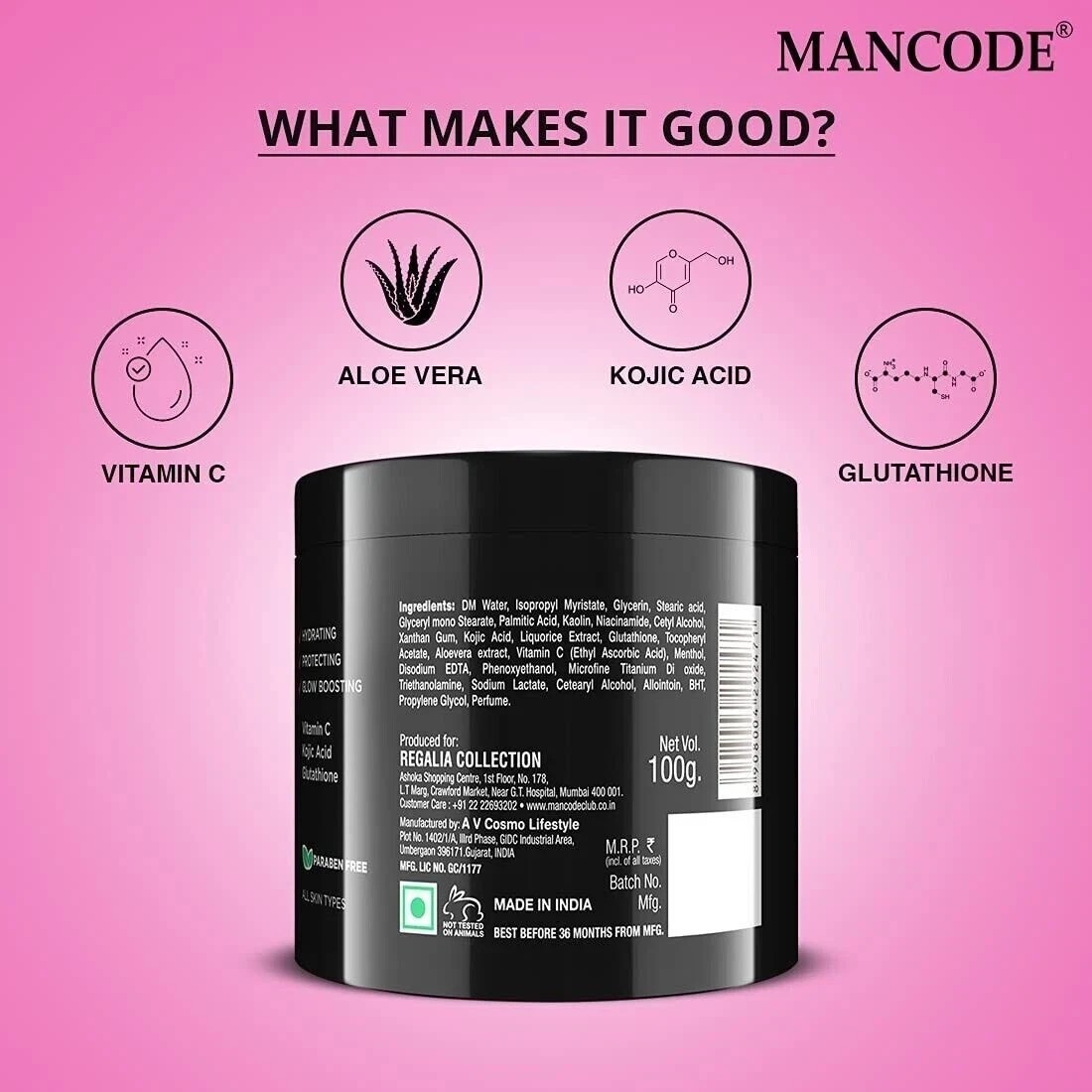 Mancode Whitening Cream For Men Dark Spot Reduction Non Greasy Moisturiser – 100