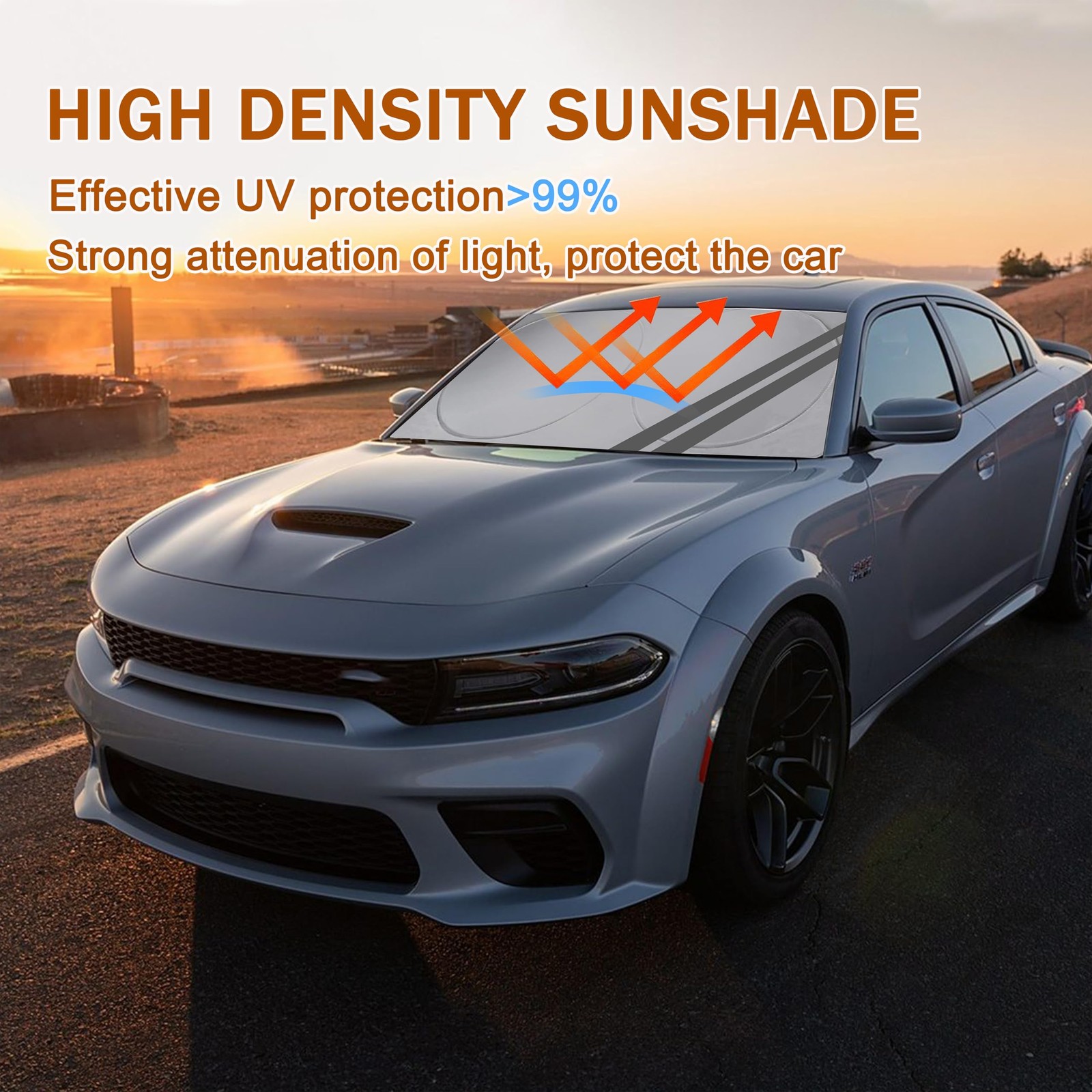 Yosrter Front Windshield Sun Shade Fit For Dodge Charger Challenger Durango