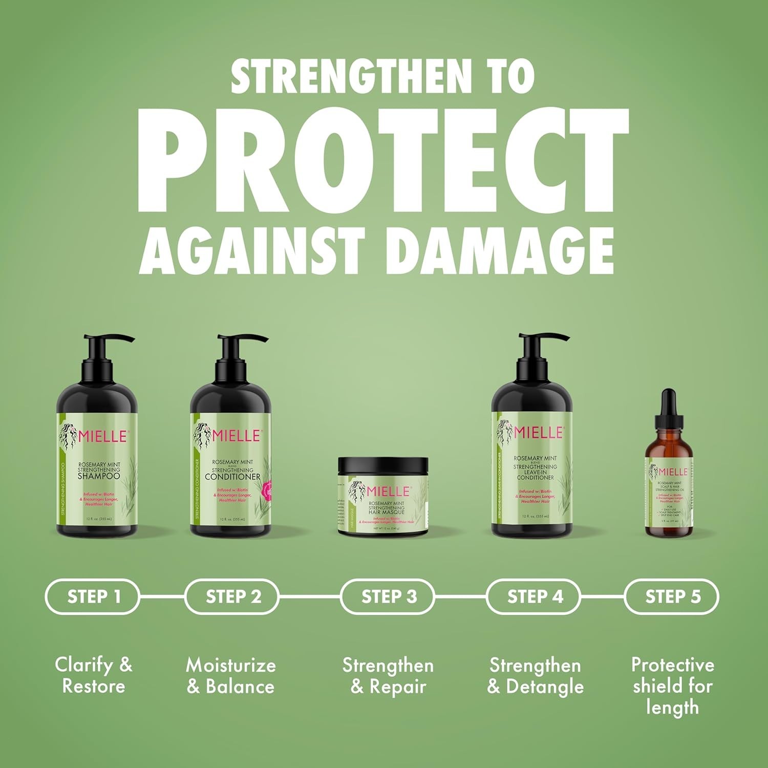 “Mielle Organics Rosemary Mint Hair Strengthening Biotin Shampoo (12 oz)