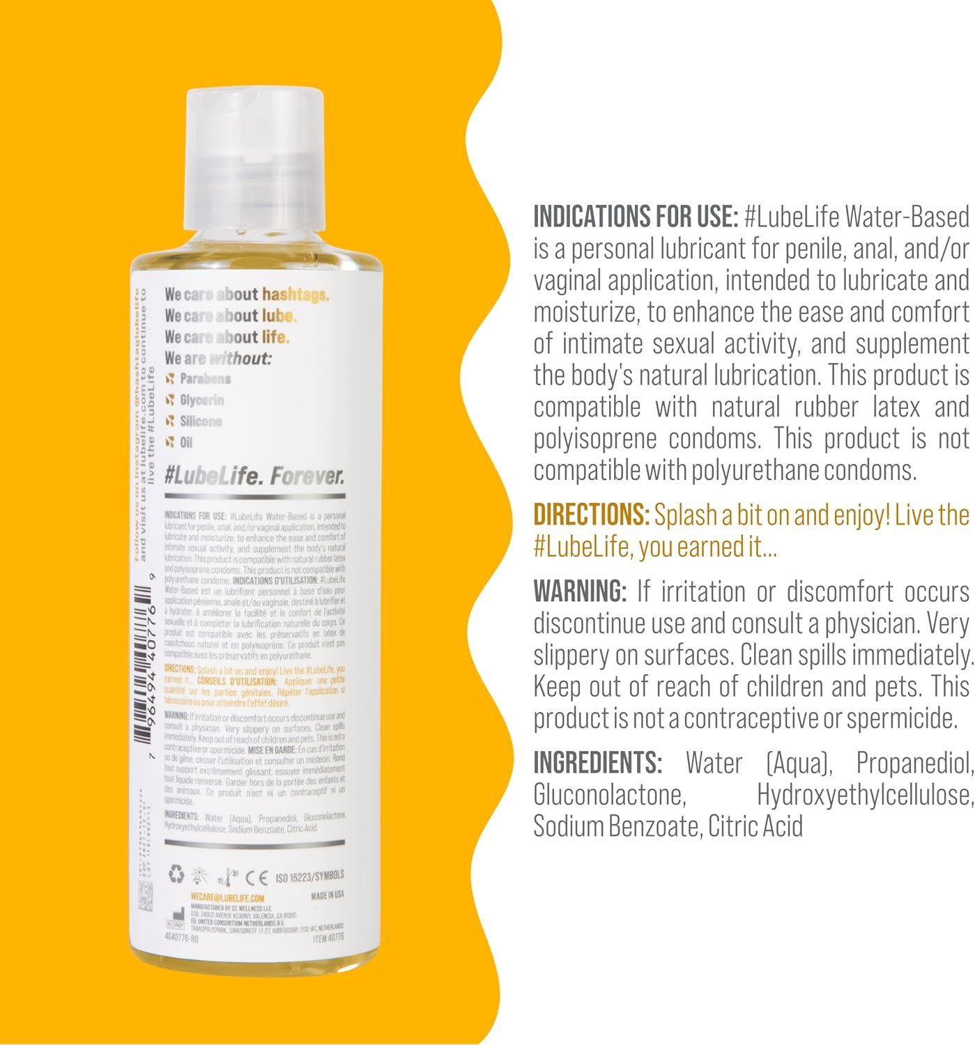 Lubelife Water-Based Lube – Personal Lubricant for Men, Women & Couples, Travel