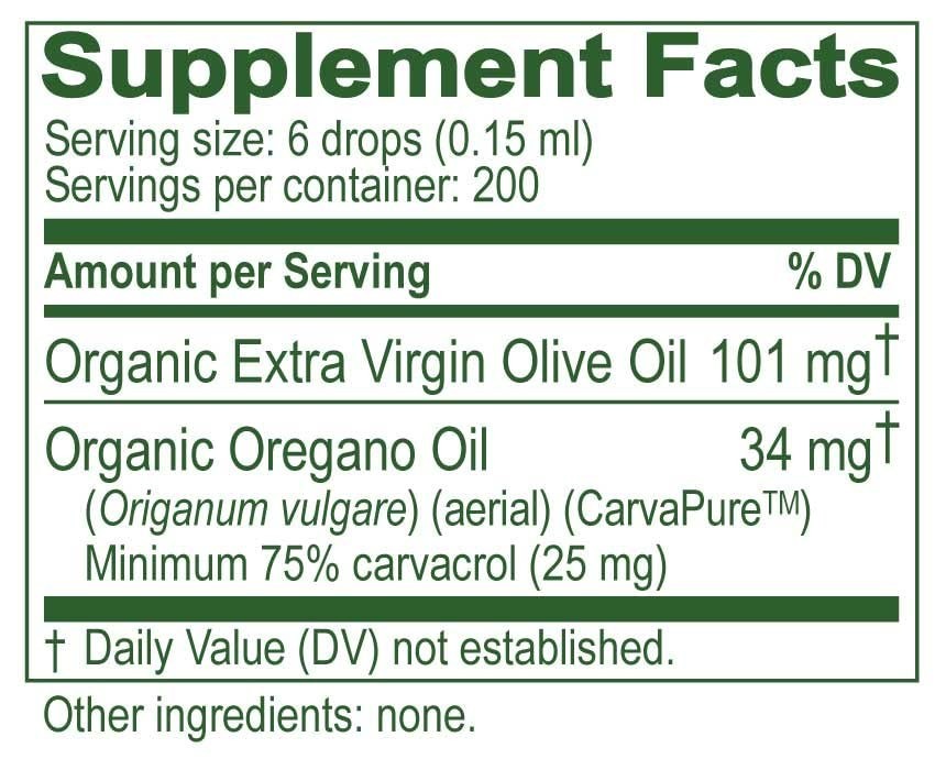 Organic Oil of Oregano Liquid Drops 1 fl oz – Pure Oregano & Olive Oil Blend, Sp