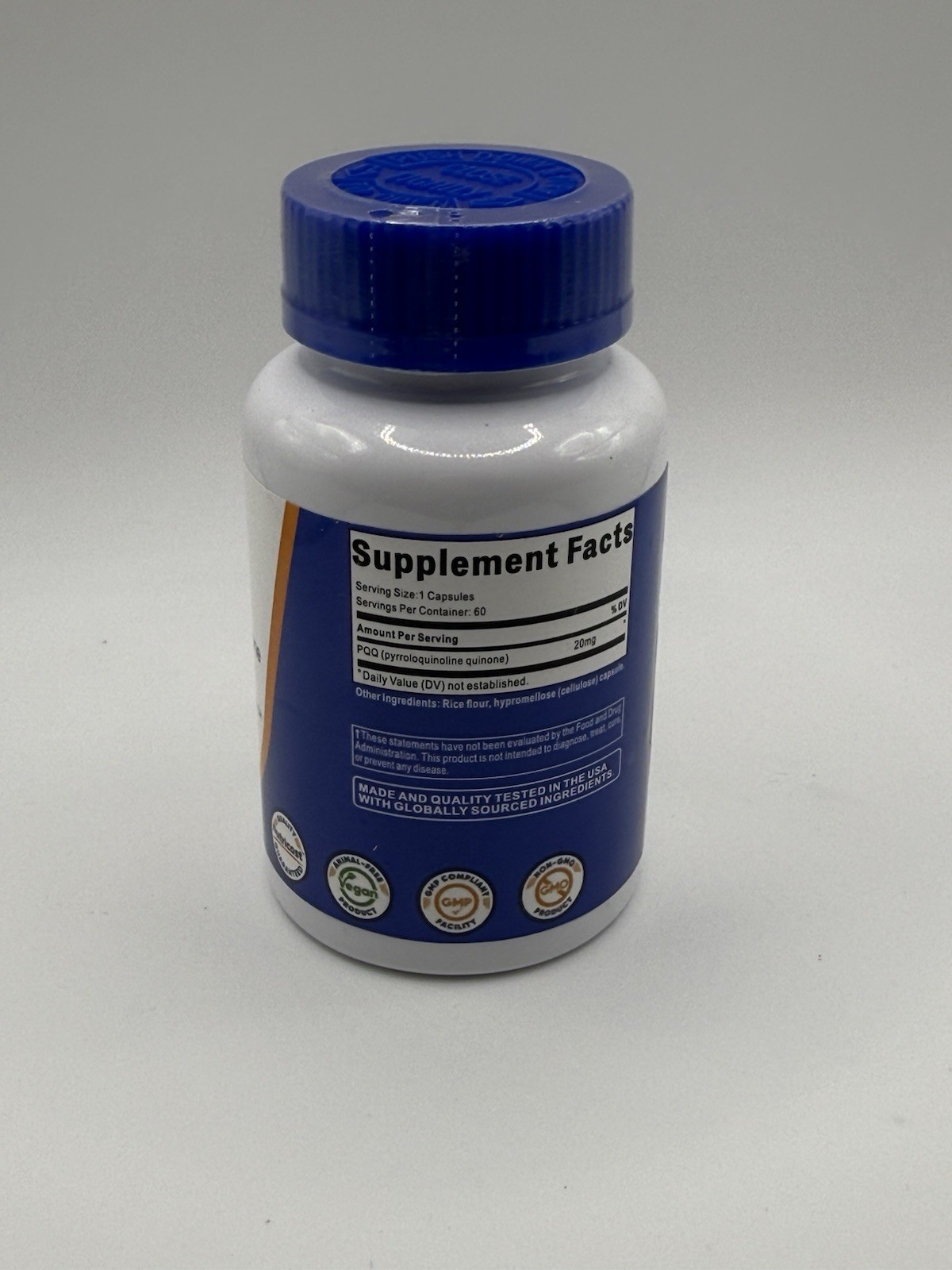 PQQ Pyrroloquinoline Quinone 20mg, 60 Capsules, 60 Servings