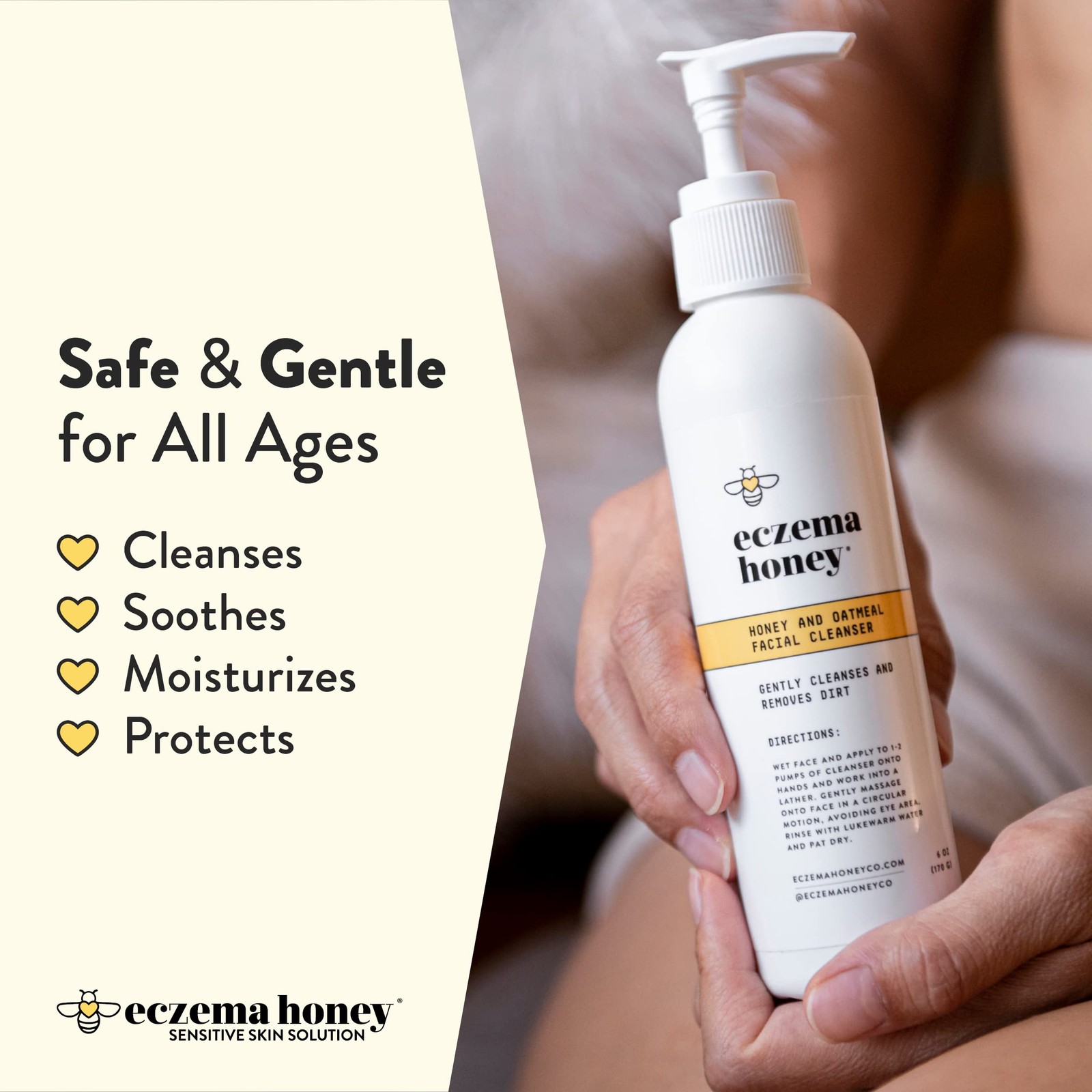 Eczema Honey Oatmeal Facial Cleanser – Natural Eczema Face Wash Prevents