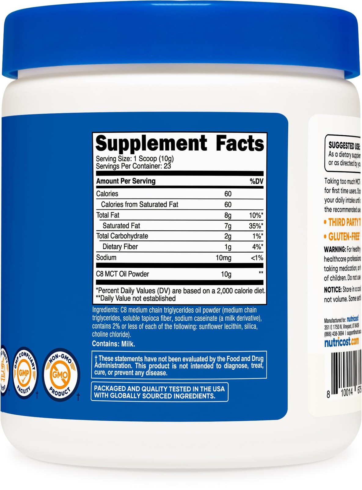 Nutricost C8 MCT Oil Powder 23 Servings (8oz) – 8.1 Ounce (Pack of 1), Red