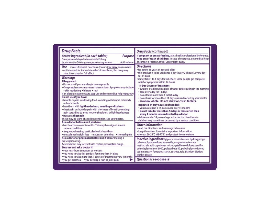 Prilosec OTC, Omeprazole 20mg, Adult,42 Tablets, Acid Reducer