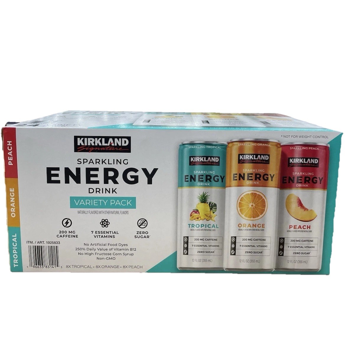 Kirkland Signature Sparkling Energy Drink, Variety Pack, 12 fl oz, 24-count