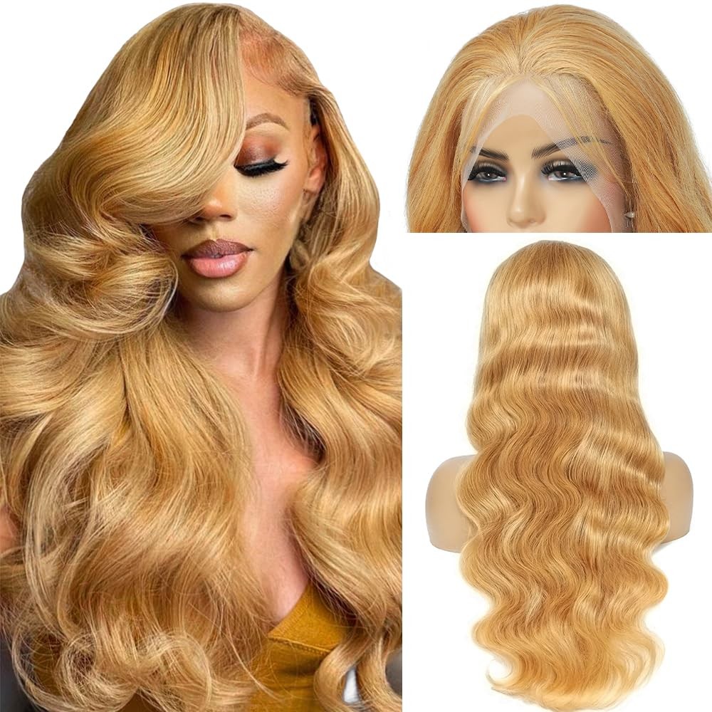 Honey Blonde Human Hair Wig HD Lace Front 180% Density Full Lace Human Hair