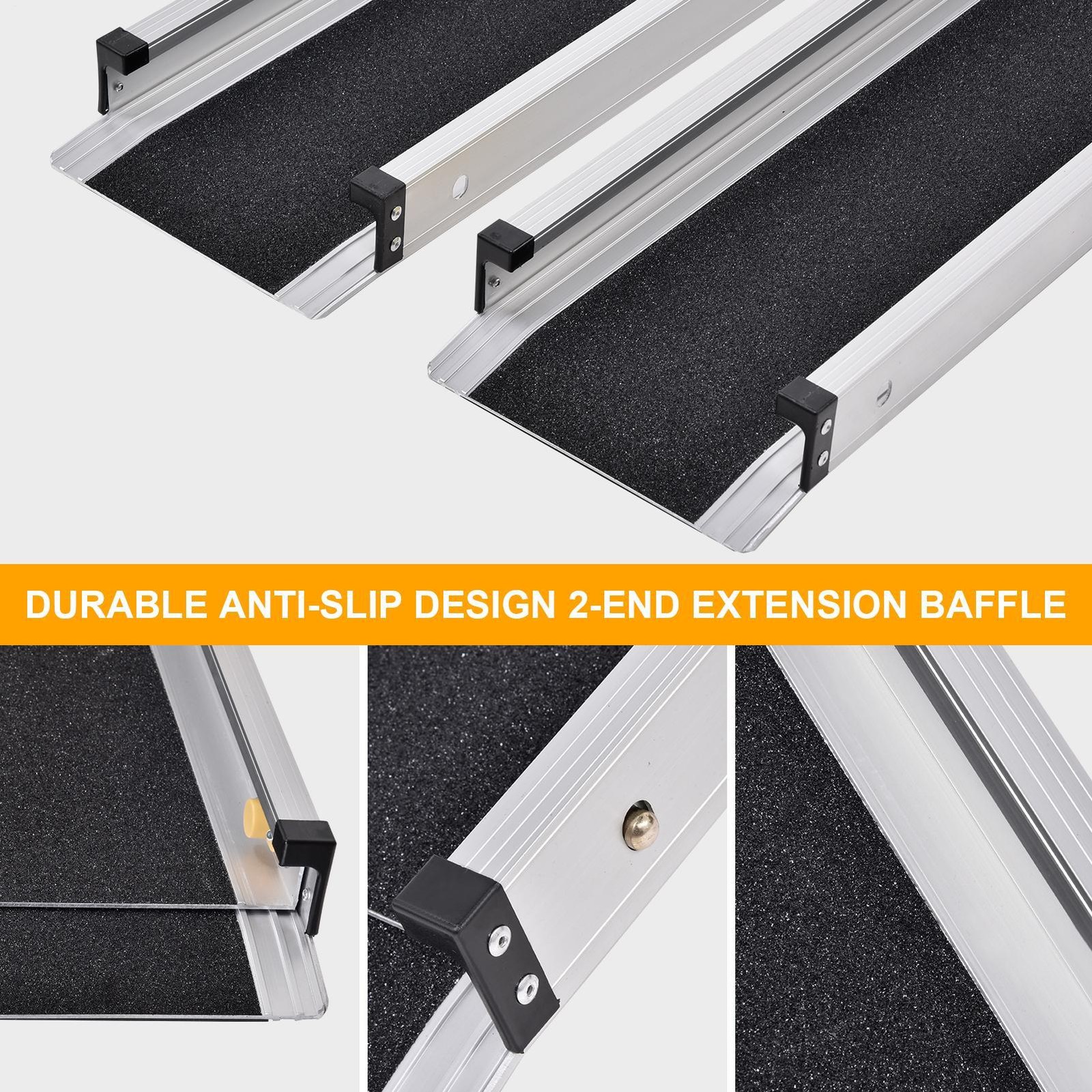 4-8 ft Folding Aluminum Wheelchair Ramp Portable Mobility Scooter Non-Slip