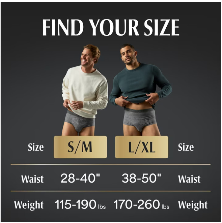 Depend Real Fit Incontinence Underwear for Men, Adult, L/XL, Grey, 52 Count
