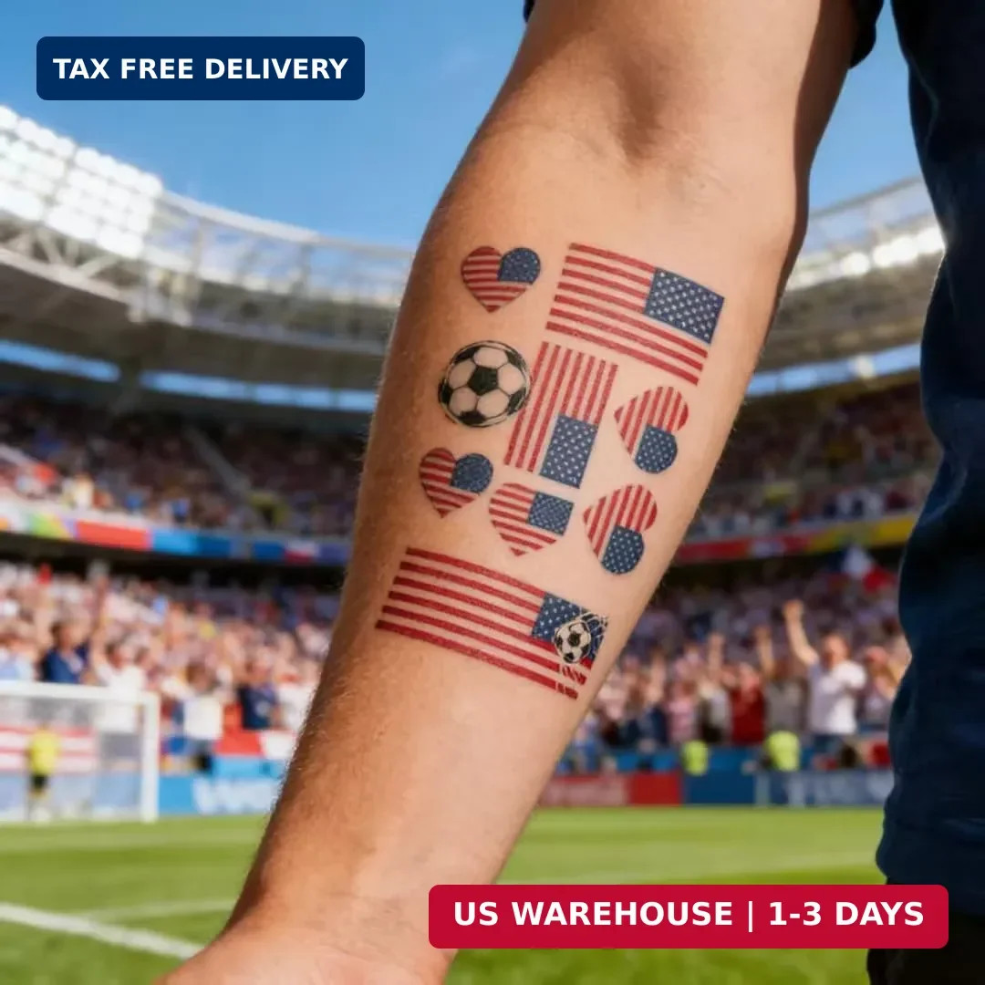 80PCS 2026 World Cup Stickers Temporary Tattoos, 14Pack United States Soccer Tea
