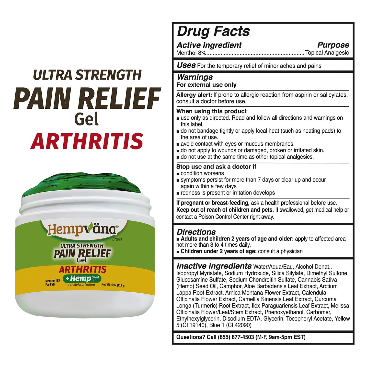 Hempvana Arthritis Pain Relief Gel, Formulated to Target and Relieve Pain Fast