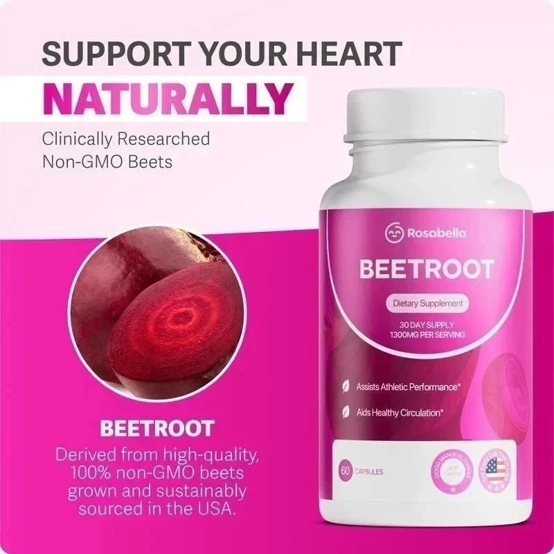 Rosabella Organic Beet Root | Natural Energy & Blood Pressure Support Tablets