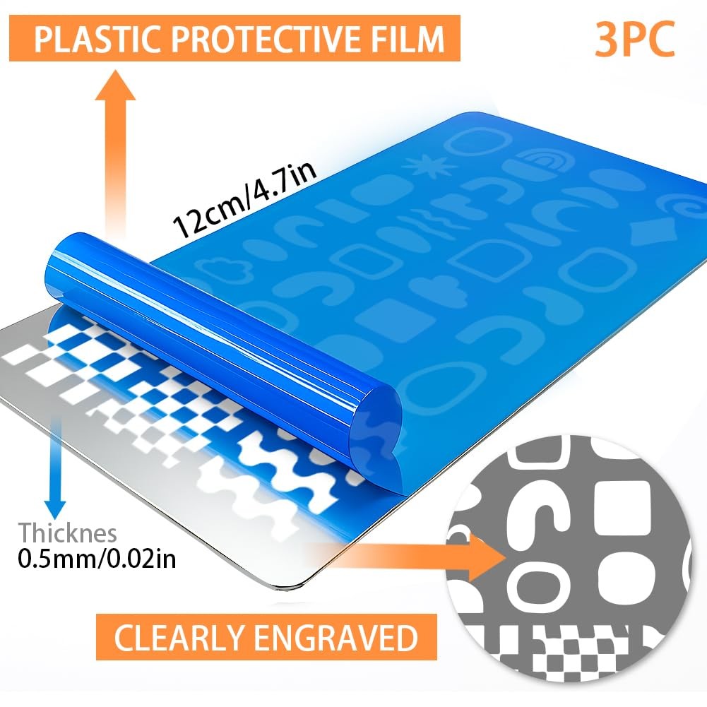 PH PandaHall 3pcs Geometric Texture Nail Stamping 12×6 cm / 4.7×2.3 inches