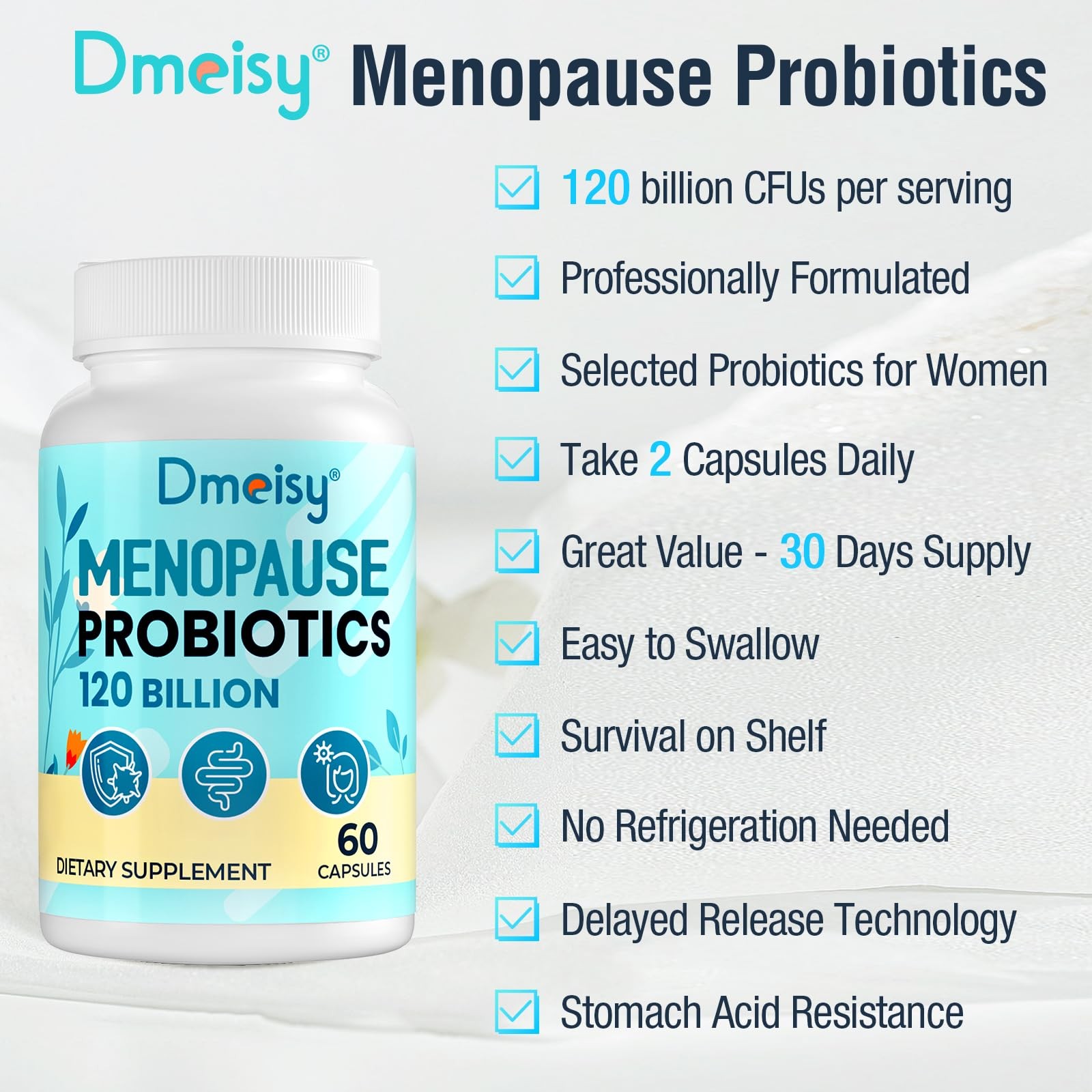 Menopause Supplements for Women, 120 Billion CFU Probiotic, 13-in-1 Herbs