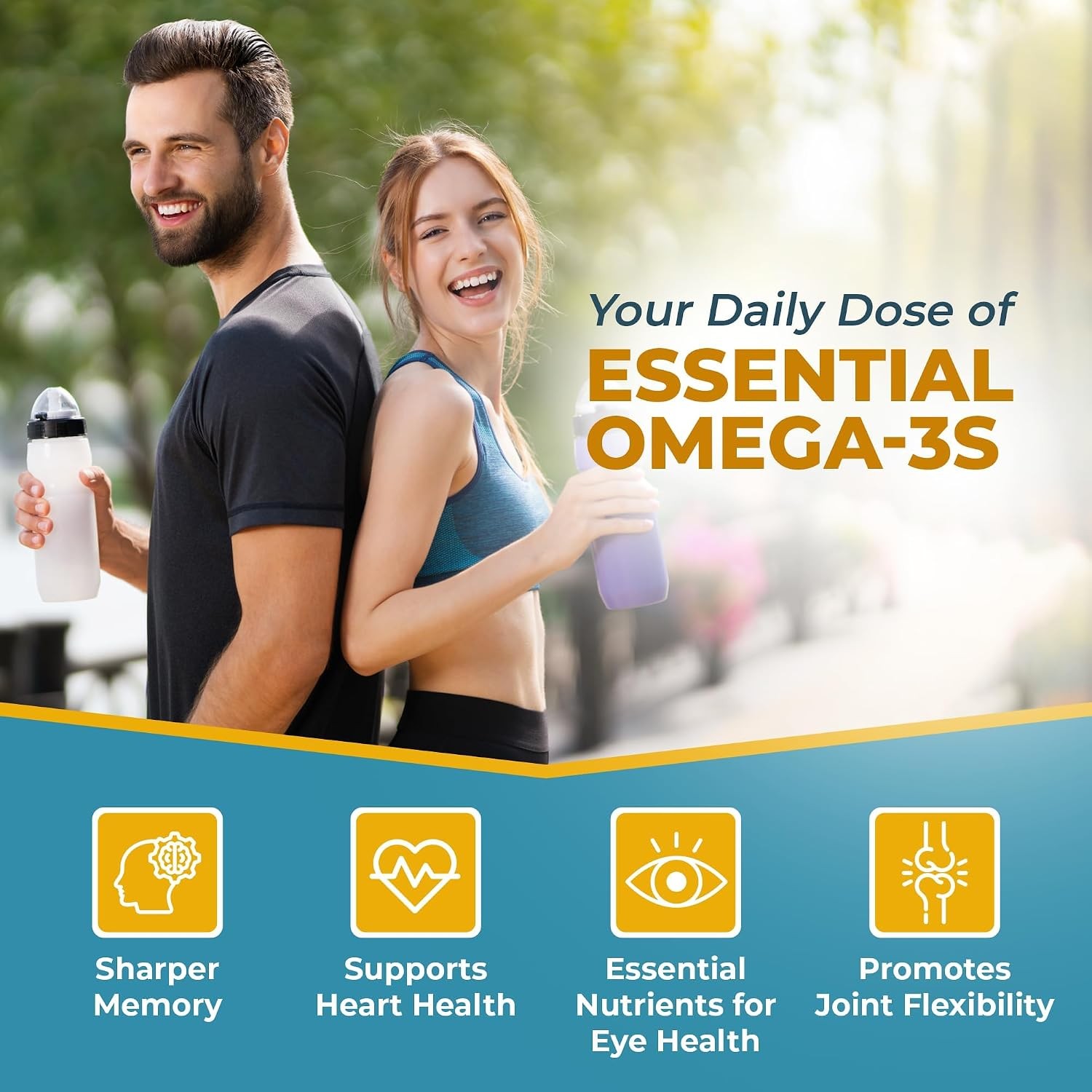 Omega 3 Fish Oil 1100mg DHA,1100mg EPA, Eye Brain Health Supplement,120 Softgels