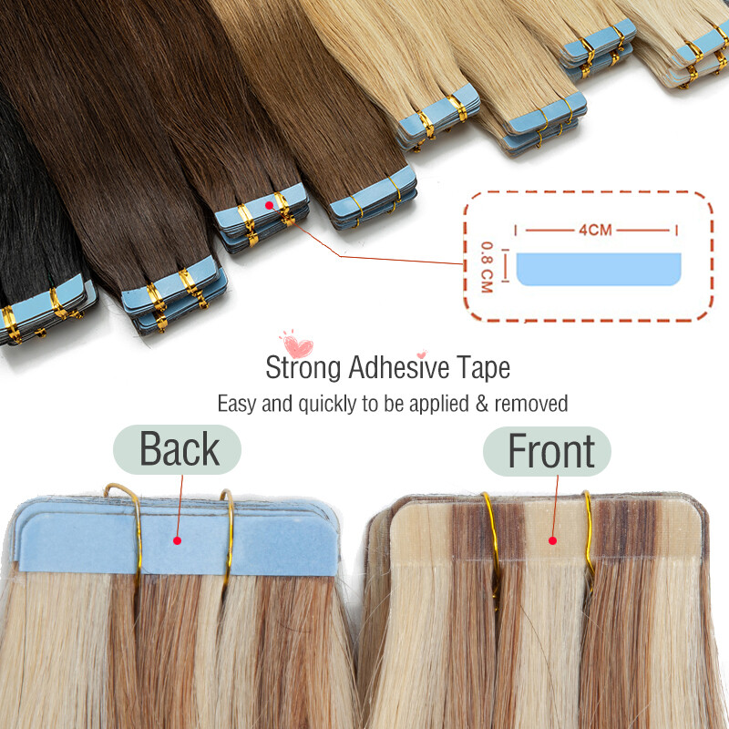 CLEARANCE Tape In Real Remy Human Hair Extension Highlight Skin Weft Thick 40PCS