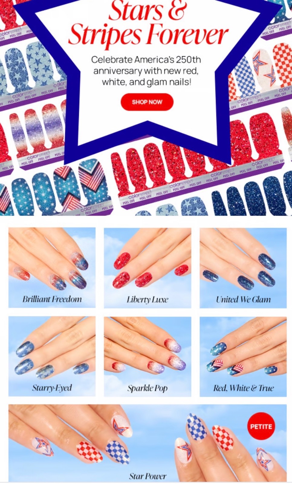 Color Street Nail Polish Strips ~ Patriotic USA red white blue America flag 🇺🇸