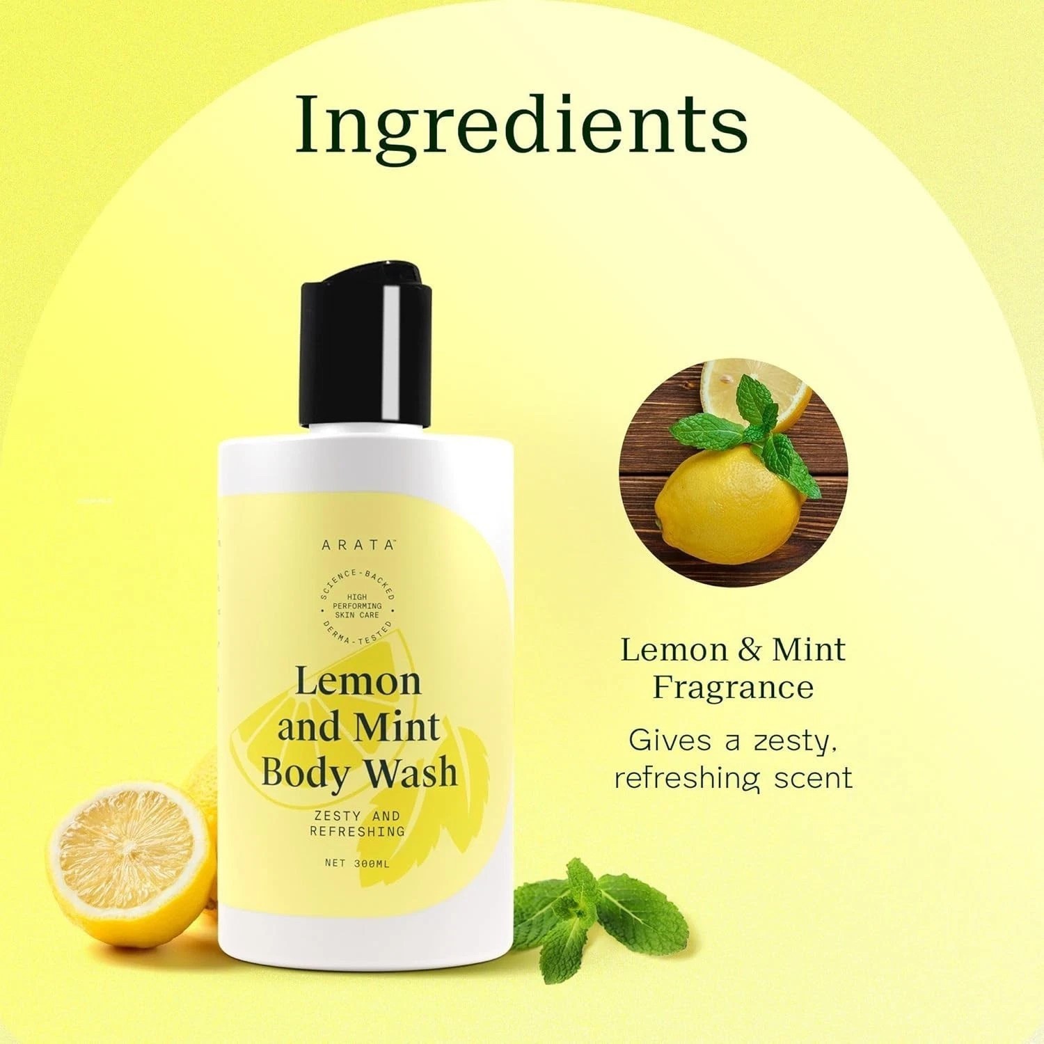 Arata Lemon Mint & Hyaluronic Acid Body Wash – 300 ml