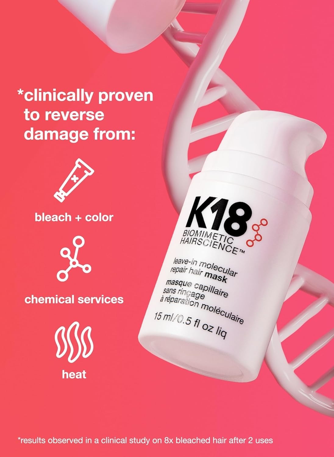K18 Biomimetic Hairscience Leave-in Molecular Repair Hair Mask 50ml NEW & SEALED