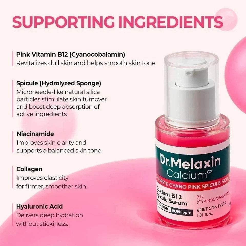 NEW Dr.Melaxin Cemenrete Two set Cyano Pink Spicule Serum with Calcium skin care