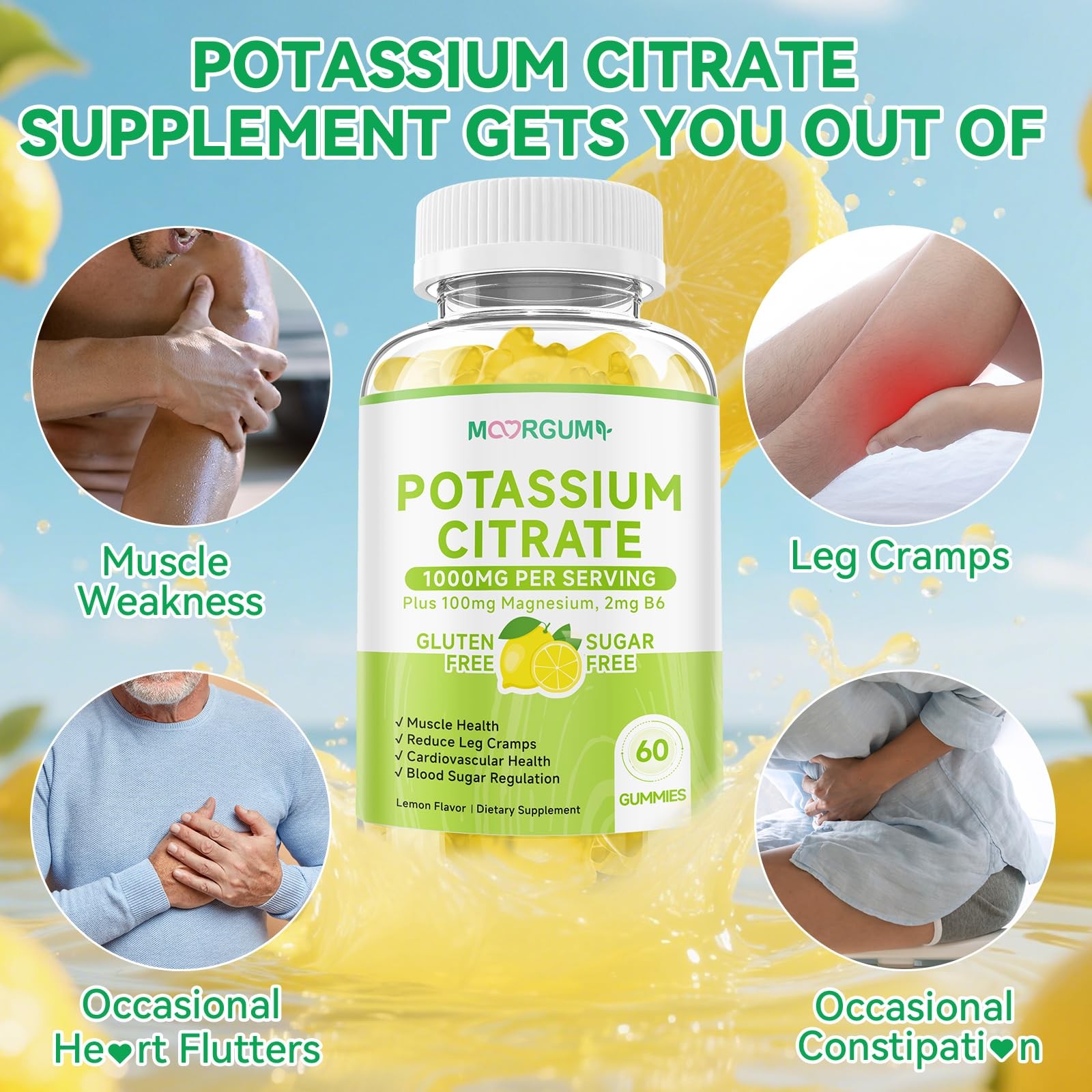 Potassium Citrate 1000mg Gummies, Supplement 60 Count (Pack of 1)